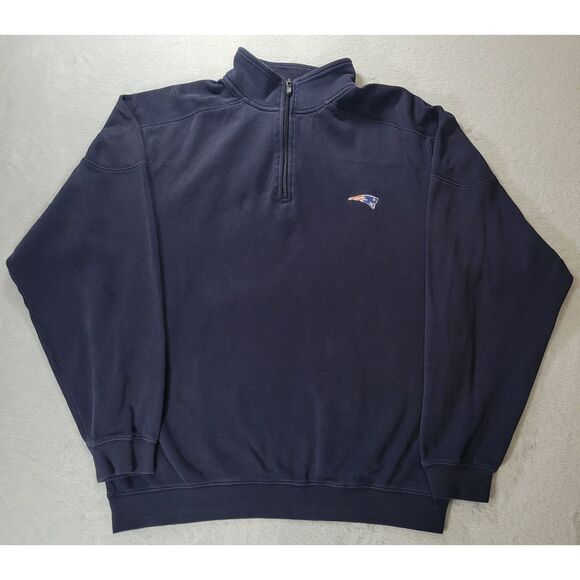 Cutter & Buck New England Patriots Navy 1/4 Zip 100% PIMA Cotton Mens Size Large - Picture 2 of 9